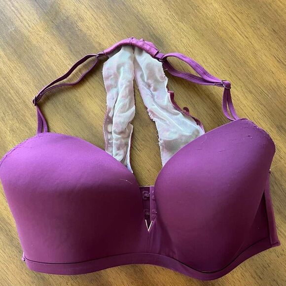 Victoria's Secret Dream Angels Lined Demi Bra Racerback Dark Raspberry 32D - Picture 2 of 8